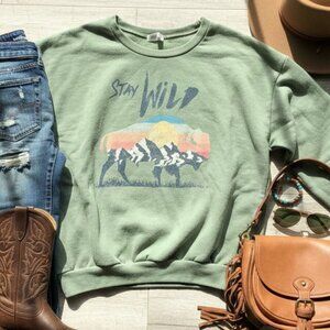 12PM "Stay Wild" Sage Green Pullover